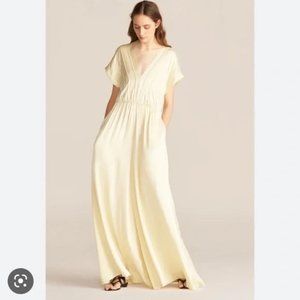 Rebecca Taylor Charmeuse wide leg silk jumpsuit in champagne color
